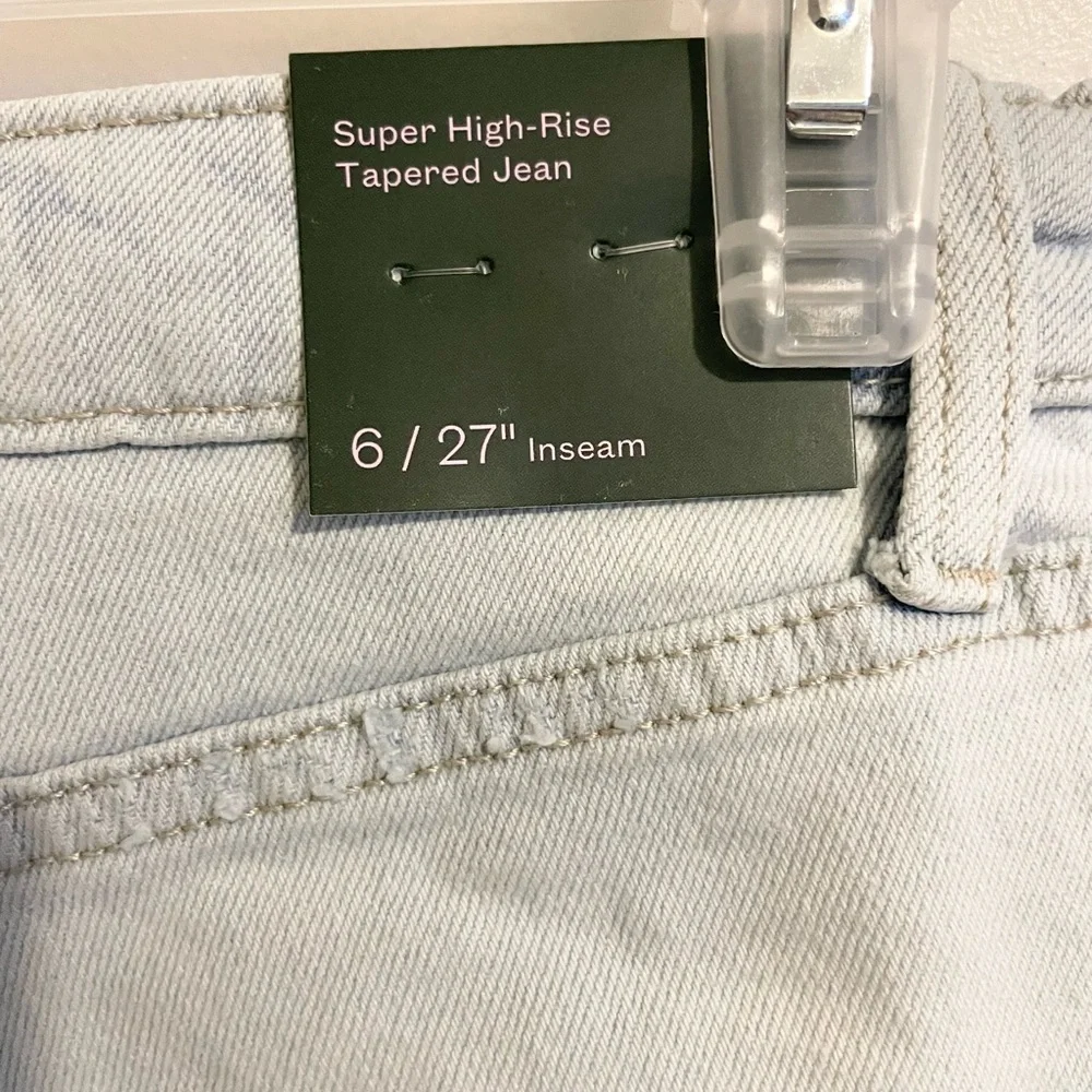Sz 6/27” inseam Suoer High waisted tapered jean women light wash stretchy - Picture 4 of 7